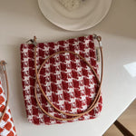 Load image into Gallery viewer, Black Red Chanel-inspired Tweed Crossbody Bag S5P709