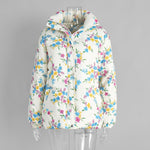 Load image into Gallery viewer, Printed Stand Collar Padded Jacket Women White N5A608