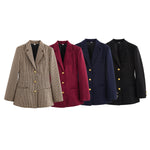 Load image into Gallery viewer, Plaid Long Sleeve Blazer Women Multiple Colors N5A744