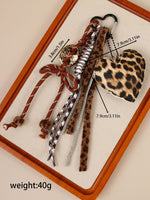 Load image into Gallery viewer, Leopard Heart Bow Woven Rope Bag Charm Keychain S5P928