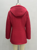 Load image into Gallery viewer, Red Long Padded Coat Women Hooded Windproof Zip N5A772