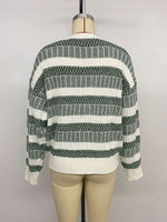 Load image into Gallery viewer, Green Thick Stripe Sweater Acrylic Knit Pullover N5A808