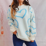 Load image into Gallery viewer, Love Pattern Knit Sweater Women Round Neck Winter N5A878