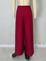 Load image into Gallery viewer, Burgundy High Waist Pleated Wide Leg Culottes Women N5A760