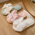 Load image into Gallery viewer, Bow Open Toe Slippers Women Plush House Shoes M5A288
