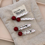 Load image into Gallery viewer, Red Polka Dot Pearl Duckbill Clip Women Sweet S5P903