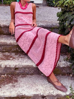Load image into Gallery viewer, Knitted Color Block Vest Hollow Out Maxi Dress Women N6A071