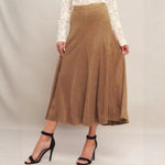 Load image into Gallery viewer, Suede A Line Skirt Women Khaki High Waist N5A695