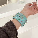 Load image into Gallery viewer, Colorful Crystal C-Shape Resin Bangle Bracelet N6F097