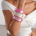 Load image into Gallery viewer, Womens Iridescent Marbled Round Resin Bracelet N6K151