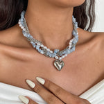 Load image into Gallery viewer, Womens Vintage Pearl Heart Multi Layer Necklace N6K179