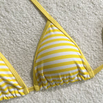 Load image into Gallery viewer, Striped Three Piece Brief Bikini Yellow Women N5A991