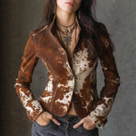 Load image into Gallery viewer, Collar Print Single-Breasted Blazer Jacket Women N5A617