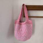 Load image into Gallery viewer, Handmade Crochet Smiley Bohemian Mini Tote Bag N6A117