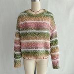 Load image into Gallery viewer, Striped Rainbow Sweater Women Color Gradient Faux N5A865