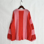 Load image into Gallery viewer, Oversized Stripe Knit Sweater Women Pink Black Color N5A831