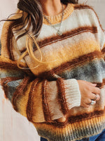 Load image into Gallery viewer, Tie Dye Stripe Pullover Gradient Faux Mink Knit N5A835
