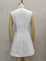 Load image into Gallery viewer, White Single Button Sash Embroidery Dress Women N5A942