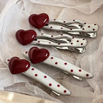 Load image into Gallery viewer, Red Heart Cherry Polka Dot Hair Clip Women S5P912