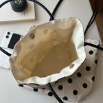 Load image into Gallery viewer, Black Rice Polka Dot Cotton Linen Bag Handheld Shoulder N6F183