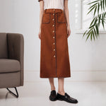 Load image into Gallery viewer, Vintage Suede Single-Breasted Skirt Women N5A701