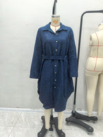 Load image into Gallery viewer, Corduroy Shirt Dress Wrap Waist Asymmetrical Hem N5A686