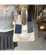 Load image into Gallery viewer, Paneled Corduroy Tote Bag Magnetic Closure S5P381