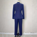 Load image into Gallery viewer, Blue Asymmetric Suit Set Women Office Blazer Pant N5A901