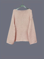 Load image into Gallery viewer, Pink Knit Sweater Women Loose Fit Top Fall Winter N6A188