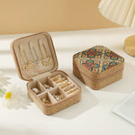 Load image into Gallery viewer, Travel Cork Jewelry Box with Mirror Organizer N6E091