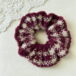 Load image into Gallery viewer, Plaid Knit Scrunchy Women Retro Lazy Style Hair Tie S5P771