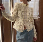 Load image into Gallery viewer, Lace Trim Stand Collar Blouse Women Office Elegant N5A798