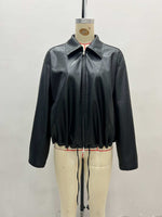 Load image into Gallery viewer, PU Leather Short Zip Jacket Women Stand Collar N6G176