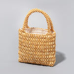 Load image into Gallery viewer, Handwoven Color Block Wood Bead Bag Beach Women S5P966