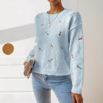 Load image into Gallery viewer, Floral Embroidered Knit Sweater Women Multiple Colors N5A595