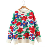 Load image into Gallery viewer, Oversized Floral Embroidered Sweater Women N5A854