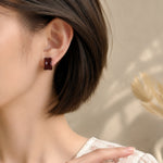 Load image into Gallery viewer, Bright C-Shape Rim Glazed Half Hoop Stud Earrings N6H103