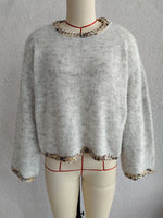 Load image into Gallery viewer, Lace Trim Round Neck Pullover Women N5A864