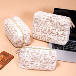 Load image into Gallery viewer, Faux Fur Leopard Makeup Bag Soft Plush Pouch S5P774