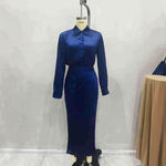 Load image into Gallery viewer, Two Piece Set Women Draped Shirt Pleated SkirtN5A904