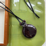 Load image into Gallery viewer, Mirror Pendant Necklace Unisex Leather Cord Long S5P892