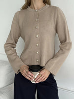 Load image into Gallery viewer, Gold Button Single-Breasted Round Neck Short Cardigan N6G143
