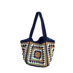 Load image into Gallery viewer, Handmade Cotton Woven Crochet Tote Beach Bag N6A082
