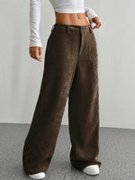 Load image into Gallery viewer, Corduroy Pants Women High Waist Wide Leg Drape N5A820