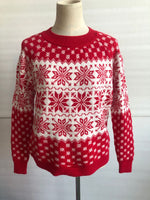 Load image into Gallery viewer, Classic Christmas Snowflake Sweater Women White Red N5A669