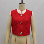Load image into Gallery viewer, Street Style Chunky Knit Vest Red Open Front Cardigan N5A776