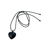 Load image into Gallery viewer, Leather Black Heart Rope Necklace Adj Collar S5P914