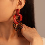 Load image into Gallery viewer, Geometric Acrylic Drop Earrings Leopard Print N6A143