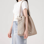 Load image into Gallery viewer, Hand Woven Tote Bag PU Synthetic Leather Dual Size S5P369