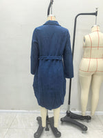 Load image into Gallery viewer, Corduroy Shirt Dress Wrap Waist Asymmetrical Hem N5A686